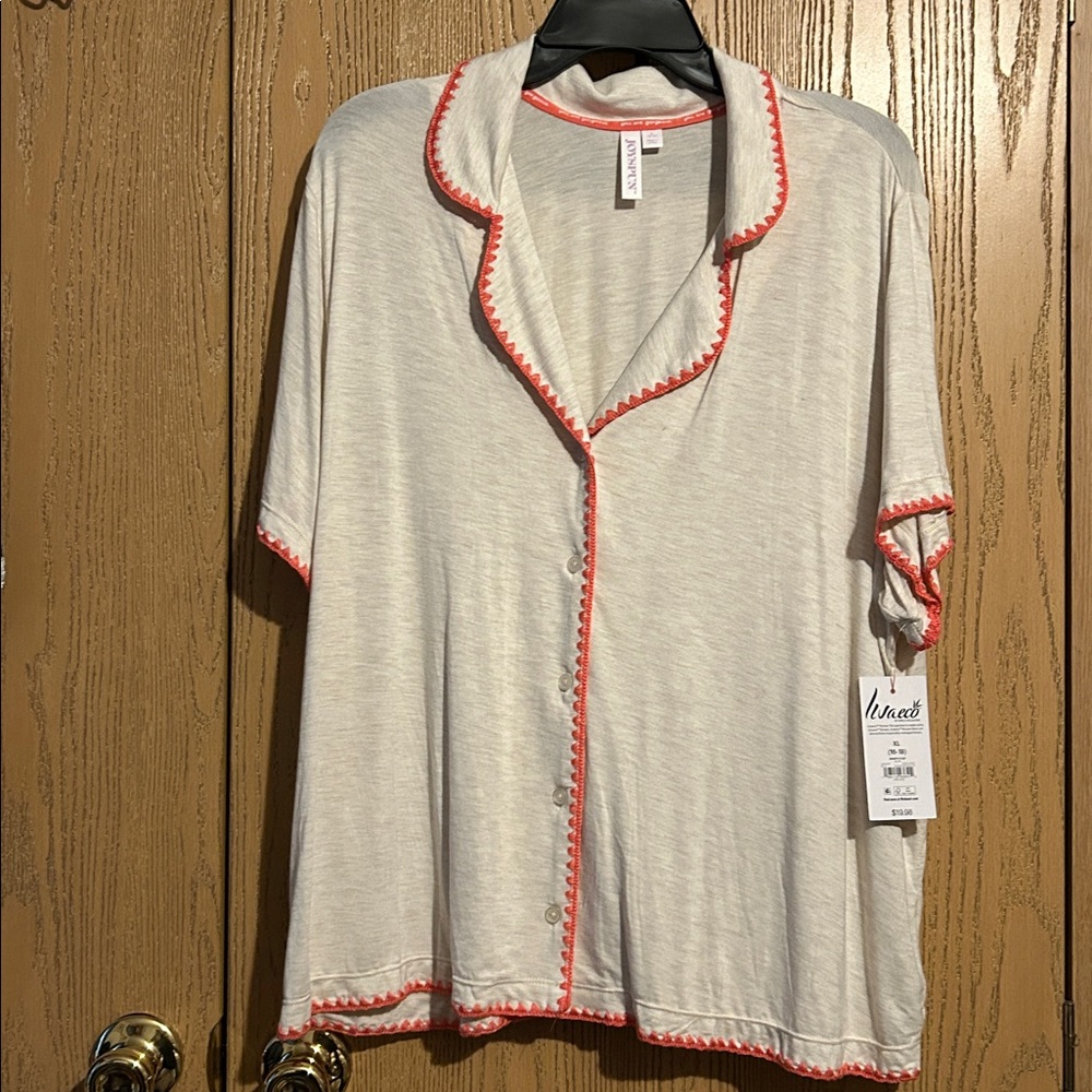 New Joyspun White Shirt with orange Trim